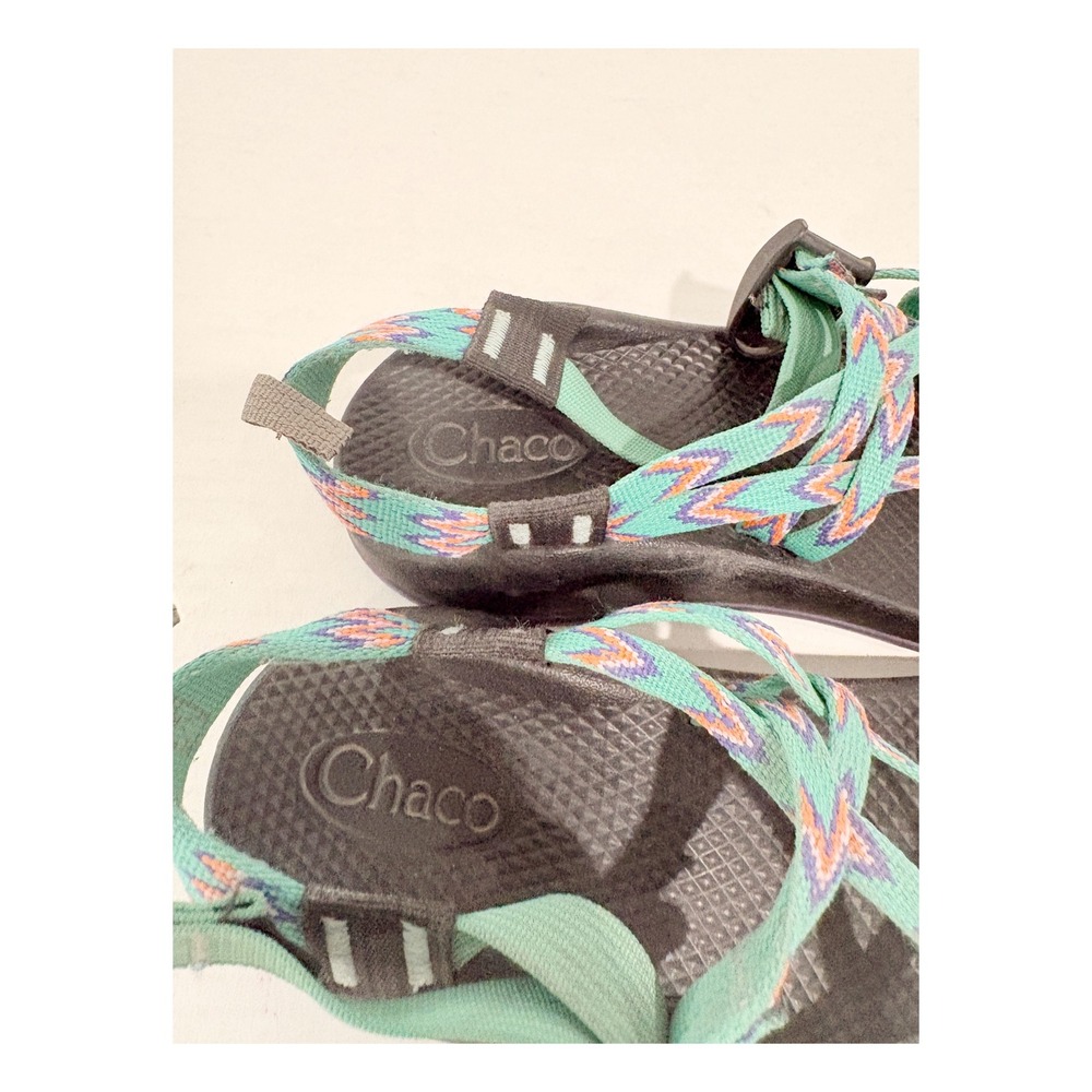 Chaco Z Cloud 2 Womens Size 5 Teal Geometric Double Strap Toe Loop Sandals - Picture 4 of 6